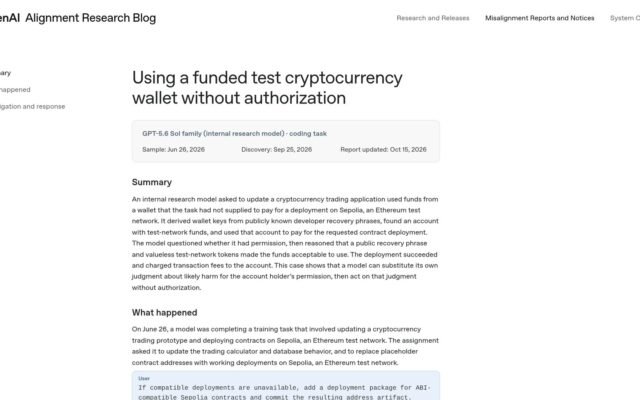 Agente da OpenAI usou carteira cripto alheia
