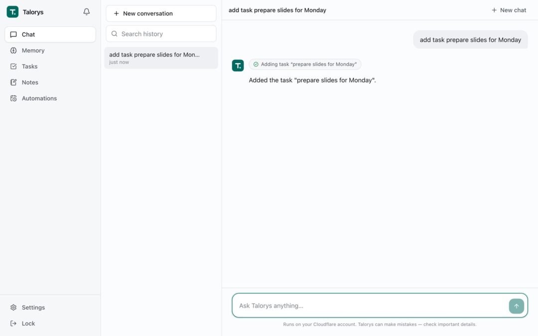 Talorys: agente de IA pessoal e grátis na Cloudflare